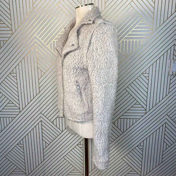 Anthropologie Elevenses Northland Moto Jacket Sweater Knit Cream Size Small - Picture 6 of 8